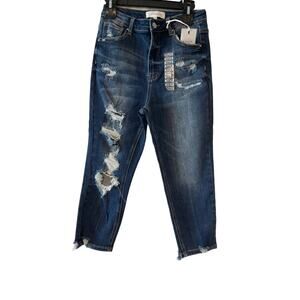 Risen Jeans NWT Dawn High Rise Distressed Size 9 29W Style RDP5146 Dark Wash